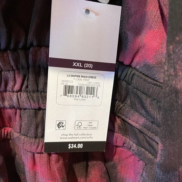 Women’s Boho Maxi Dress Floral w/pockets Plus Size XXL 20 NEW Sofia Vergara - Picture 4 of 14